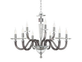 Фото ріжкова люстра Ondaluce LP.WAGNER/9-FUME-CROMO, купити з доставкою на skylight.com.ua