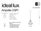 Фото Підвісний світильник Ideal Lux Ampolla-3 SP1 Bianco 200897, купити з доставкою на skylight.com.ua