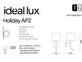 Фото Бра HOLIDAY AP2 BIANCO Ideal Lux 124162, купити з доставкою на skylight.com.ua