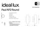 Фото Настінний світильник PAUL AP2 ROUND WH Ideal Lux 060620, купити з доставкою на skylight.com.ua