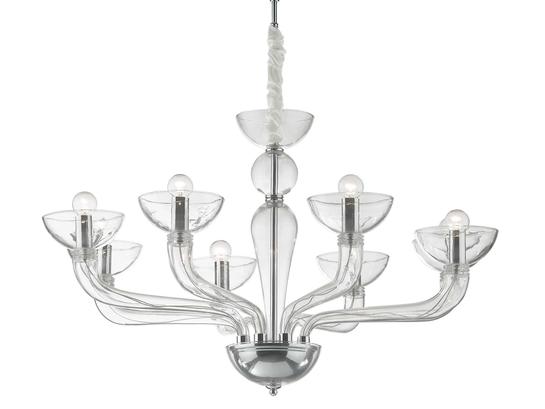 Фото Люстра свічка CASANOVA SP8 TRASPARENTE Ideal Lux 044255, купити з доставкою на skylight.com.ua