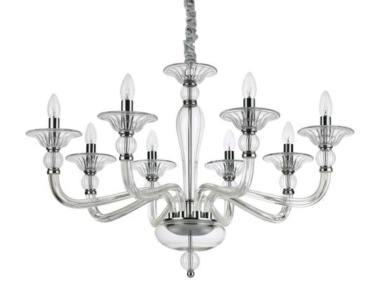 Фото Люстра свеча DANIELI SP8 TRASPARENTE Ideal Lux 159980, купить с доставкой на skylight.com.ua  
