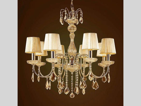 Фото кришталева люстра з абажурами Wunderlicht Grand Opera WL61477-8KG, купити з доставкою на skylight.com.ua