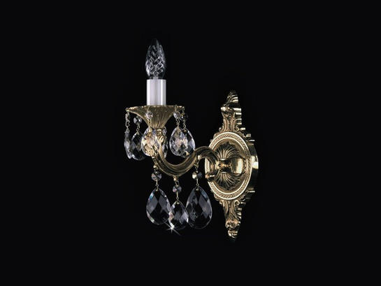 Фото литое рожковое бра ArtGlass SARKA I brass antique, купить с доставкой на skylight.com.ua