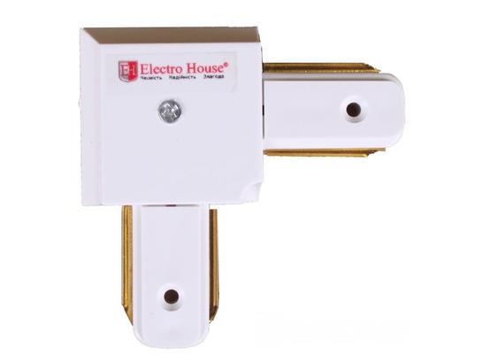 Фото коннектор для трекового світильника ElectroHouse кутовий білий, купити з доставкою на skylight.com.ua