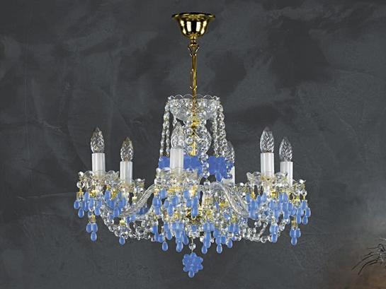 Фото люстра хрустальная рожковая ArtGlass Galina light blue, купить с доставкой на skylight.com.ua